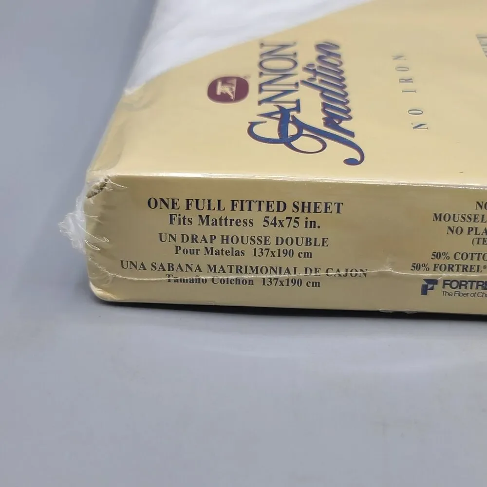 Cannon Tradition Full Fitted Sheet White Vanilla Creme Vintage Sealed